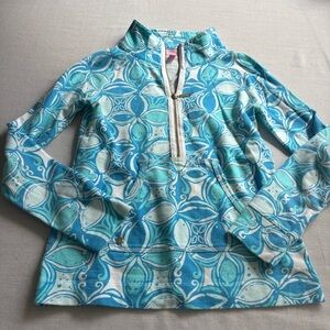 Lilly Pulitzer Skipper Popover What A Raquet Ariel Blue XS | Coastal Preppy